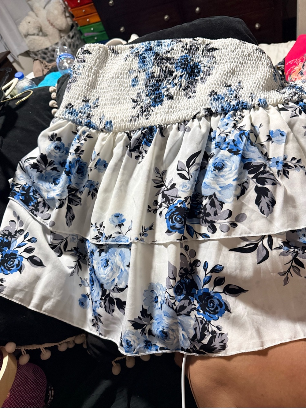SHEIN White and Black Floral Curve Top 3XL